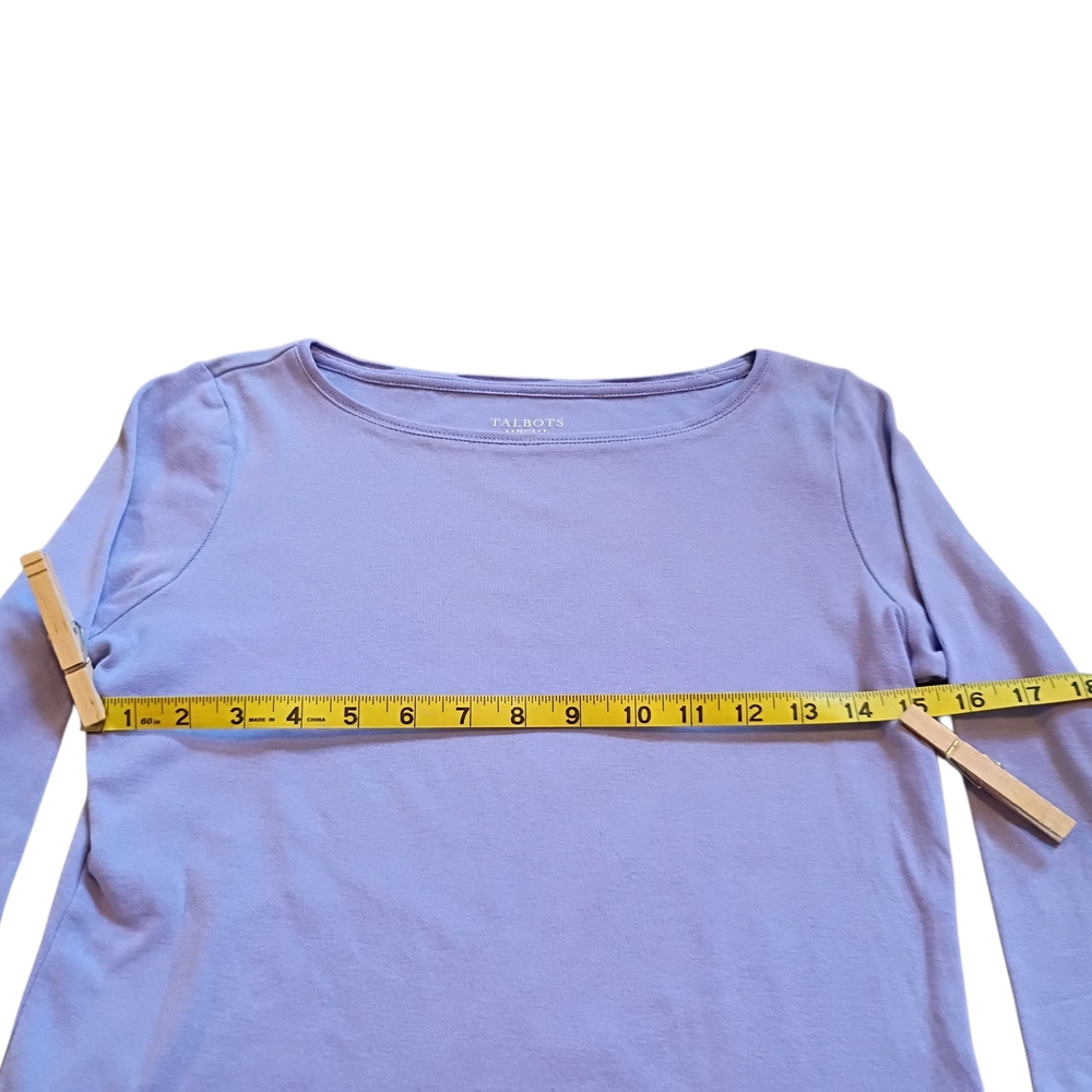 Talbots Women's Lavender 100% Cotton Top 3/4 Length Sleeves Size Petite/Small - Picture 5 of 5